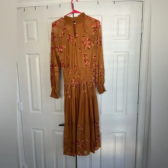 Fig and Flower Rust Floral Long Sleeve Dress - Picture 2 of 3